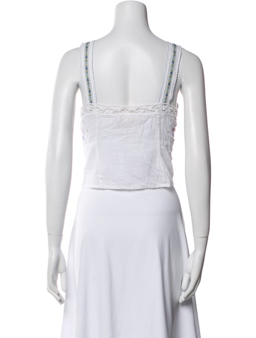 LoveShackFancy Square Neckline Sleeveless Crop Top