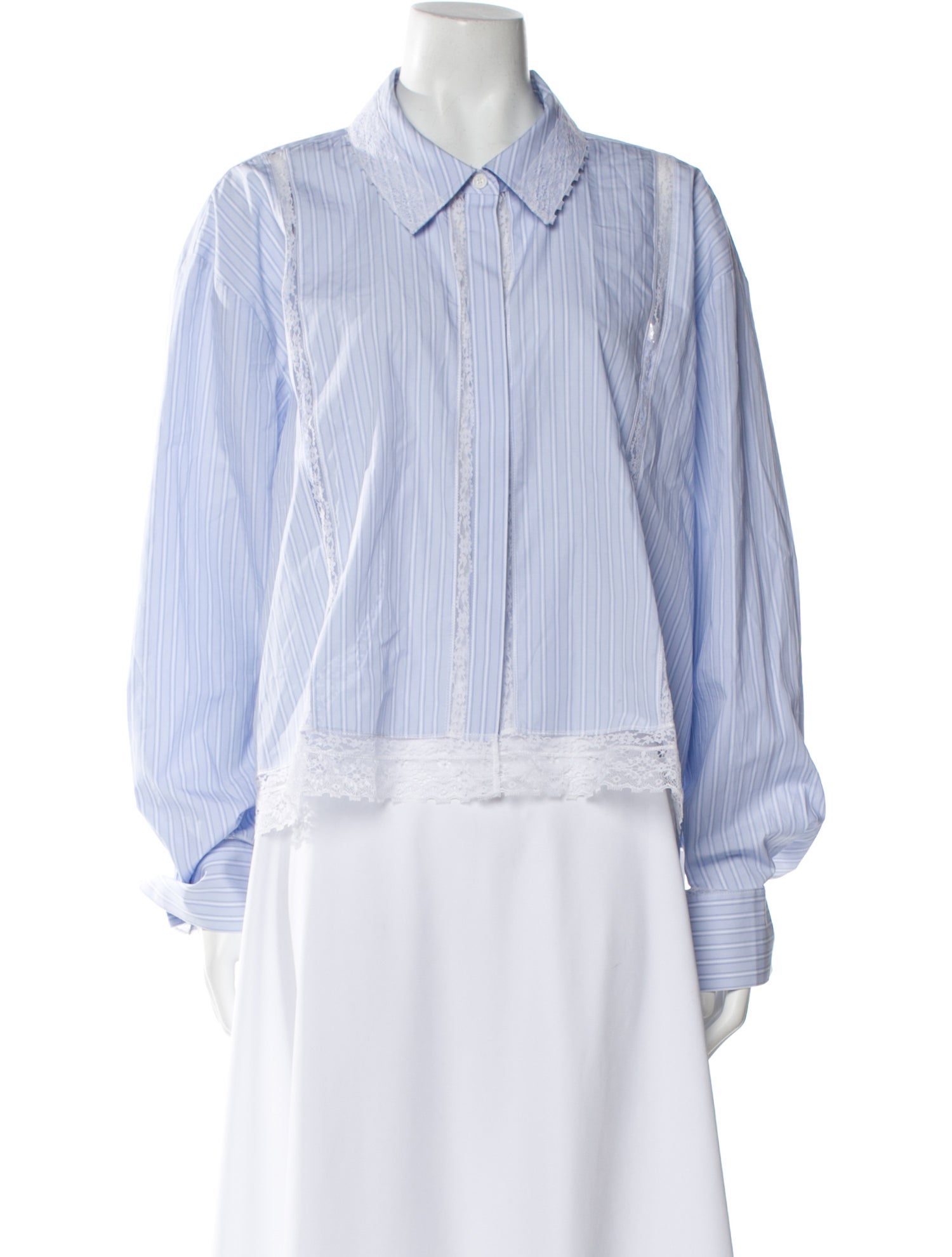 LoveShackFancy Striped Long Sleeve Button-Up Top w/ Tags