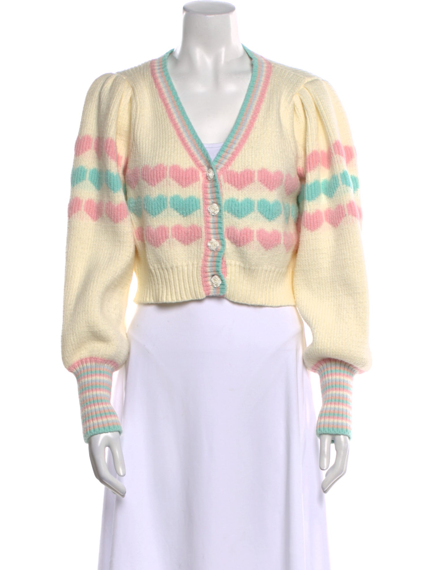 LoveShackFancy Striped V-Neck Sweater