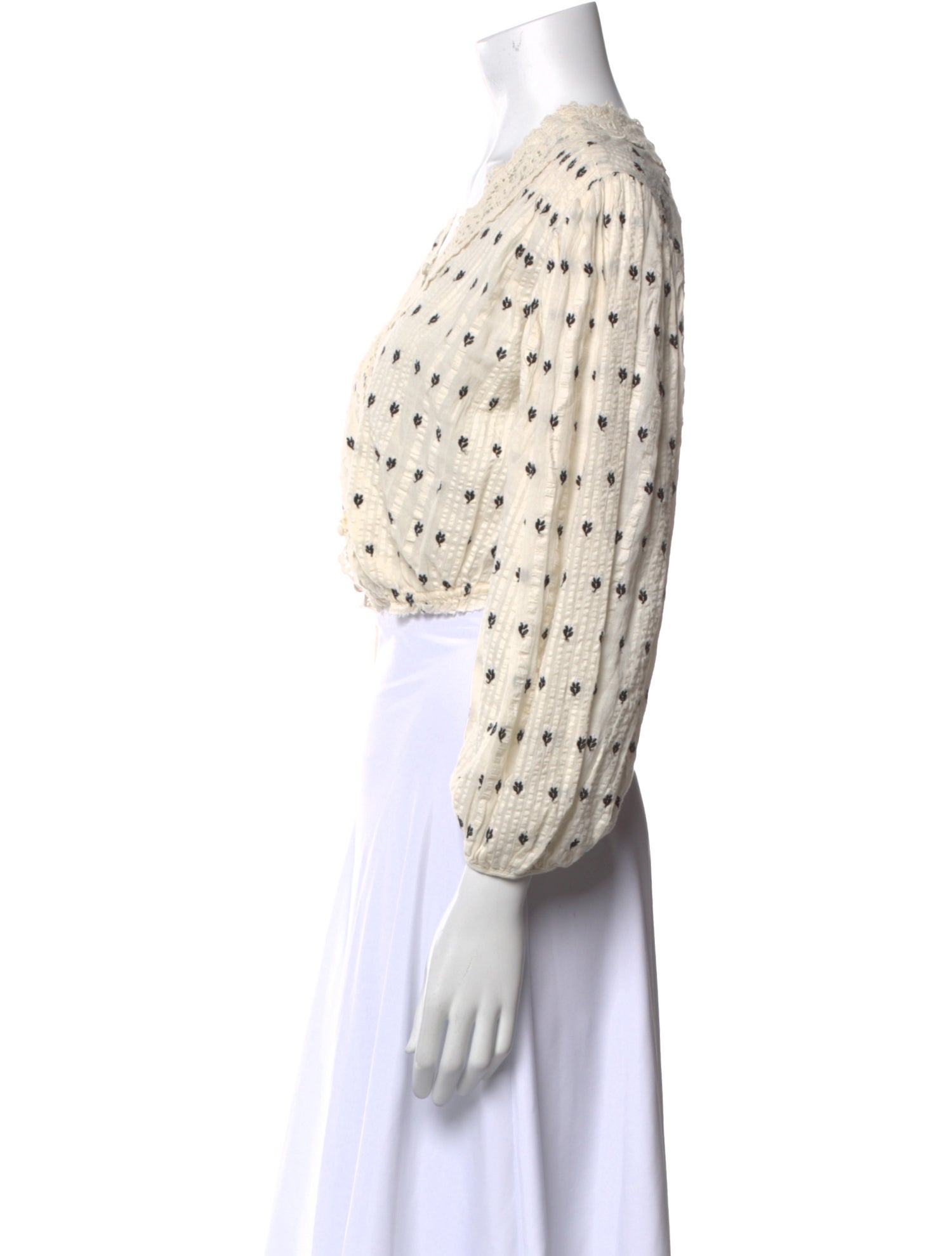 LoveShackFancy Polka Dot Print V-Neck Crop Top w/ Tags