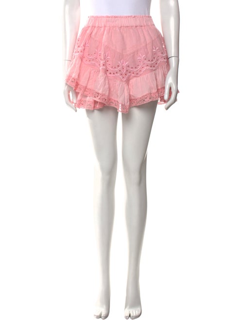 LoveShackFancy Embroidered Accent Mini Skirt