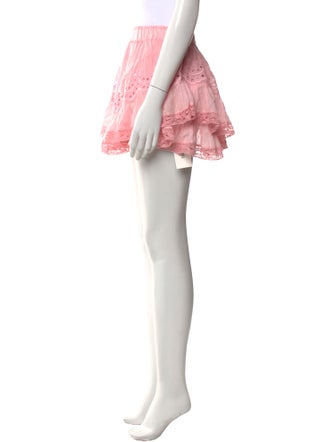 LoveShackFancy Embroidered Accent Mini Skirt