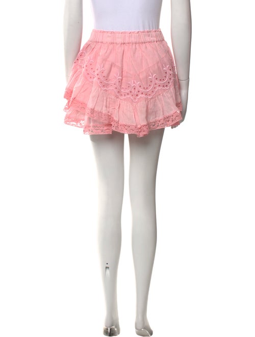 LoveShackFancy Embroidered Accent Mini Skirt
