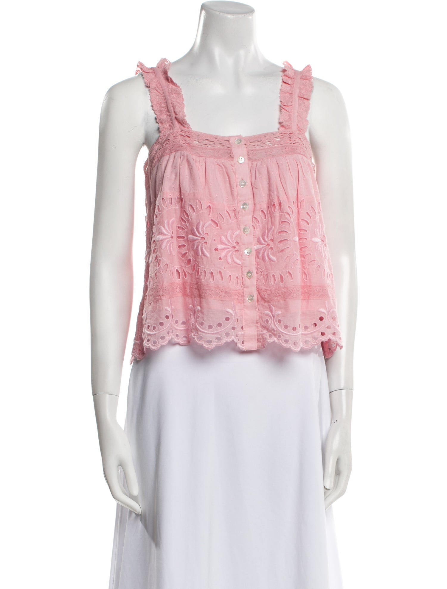 LoveShackFancy Floral Print Square Neckline Crop Top w/ Tags