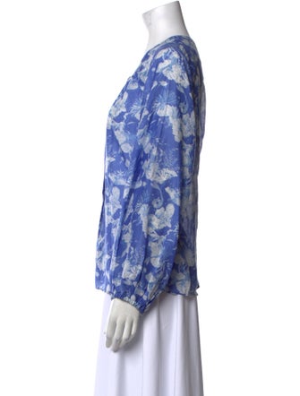 LoveShackFancy Floral Print Scoop Neck Blouse