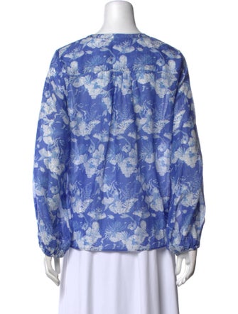 LoveShackFancy Floral Print Scoop Neck Blouse