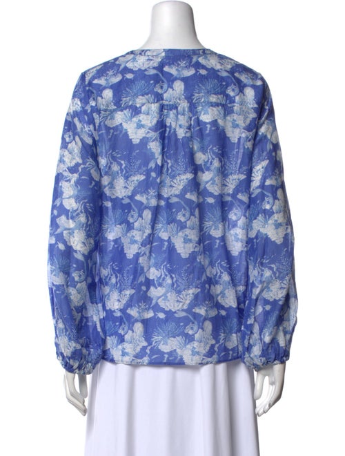 LoveShackFancy Floral Print Scoop Neck Blouse