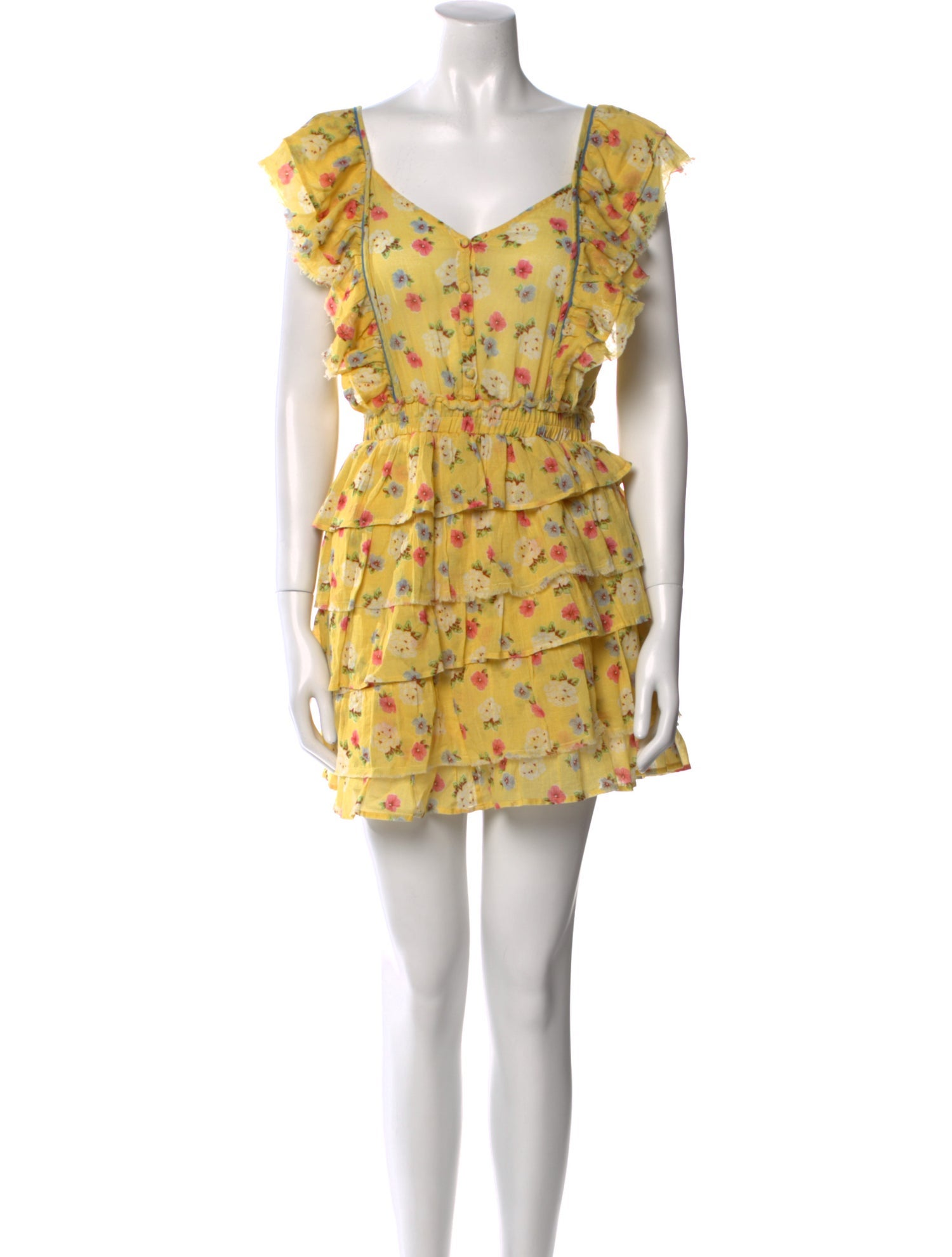 LoveShackFancy Floral Print Mini Dress