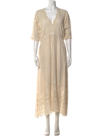 LoveShackFancy V-Neck Long Dress