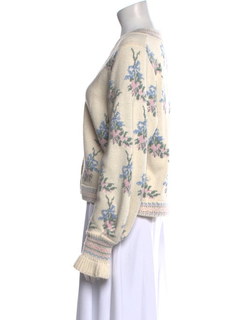 LoveShackFancy Printed V-Neck Sweater