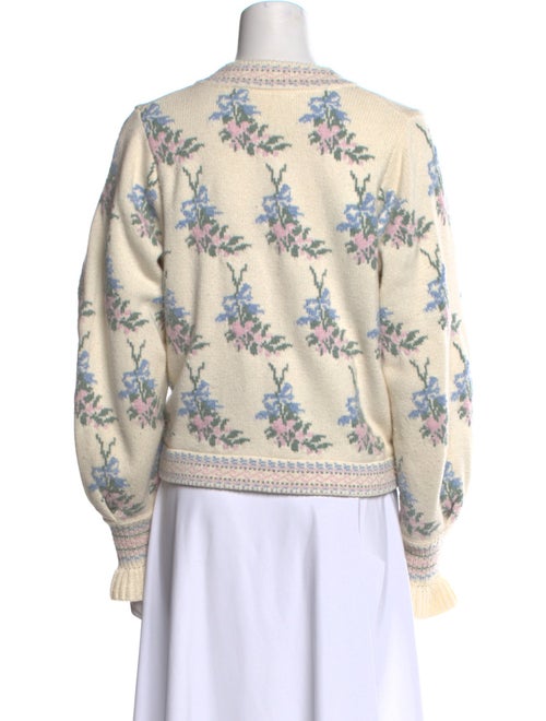 LoveShackFancy Printed V-Neck Sweater