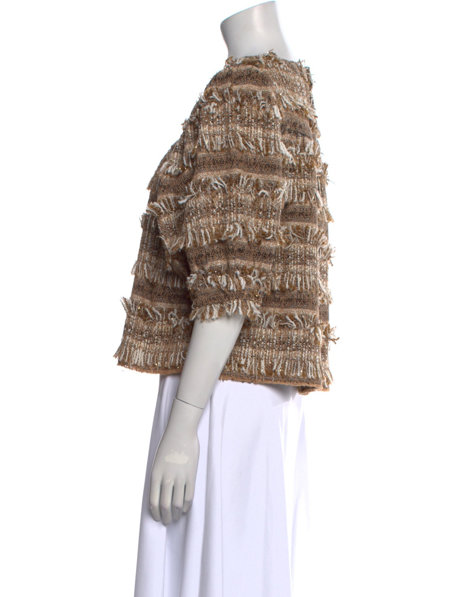 LoveShackFancy Patterned Bateau Neckline Crop Top