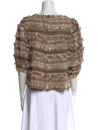 LoveShackFancy Patterned Bateau Neckline Crop Top