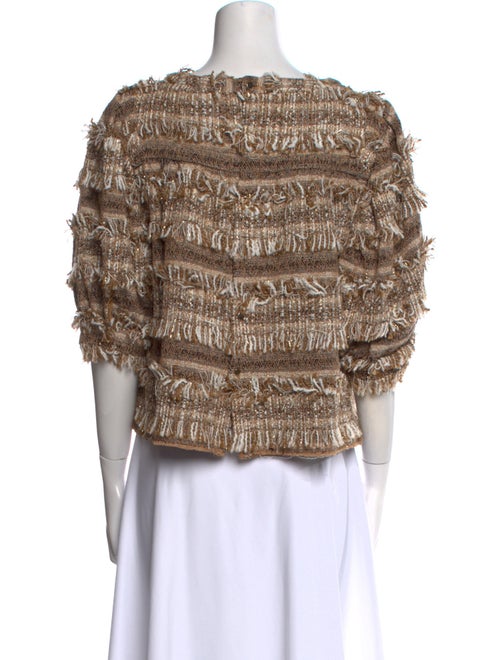 LoveShackFancy Patterned Bateau Neckline Crop Top