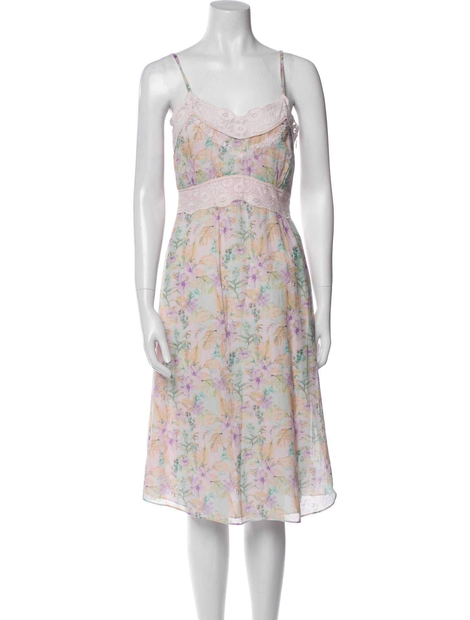 LoveShackFancy Floral Print Midi Length Dress