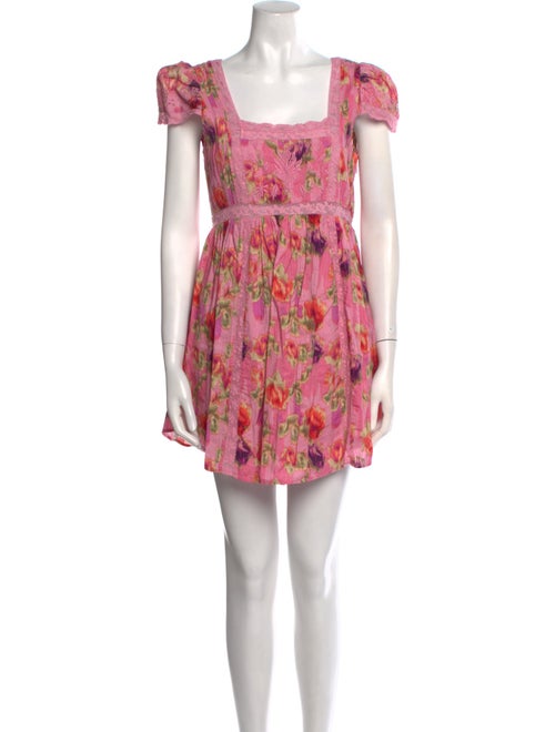 LoveShackFancy Floral Print Mini Dress