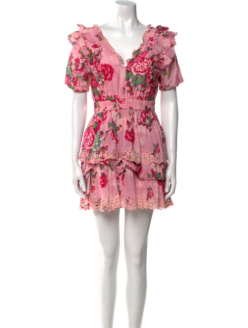 LoveShackFancy Floral Print Mini Dress