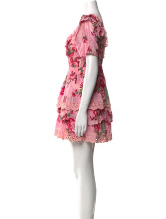 LoveShackFancy Floral Print Mini Dress
