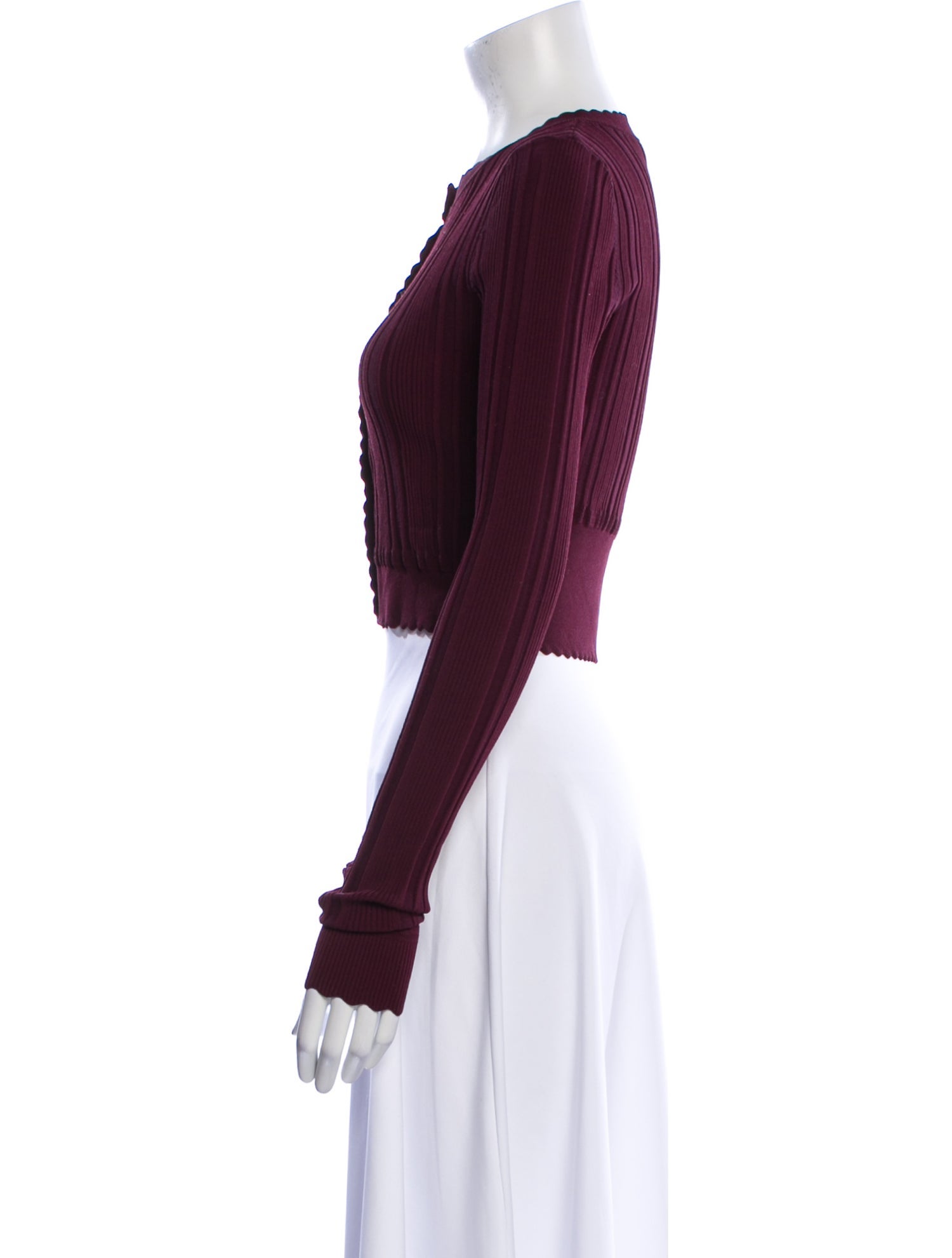LoveShackFancy Crew Neck Long Sleeve Crop Top