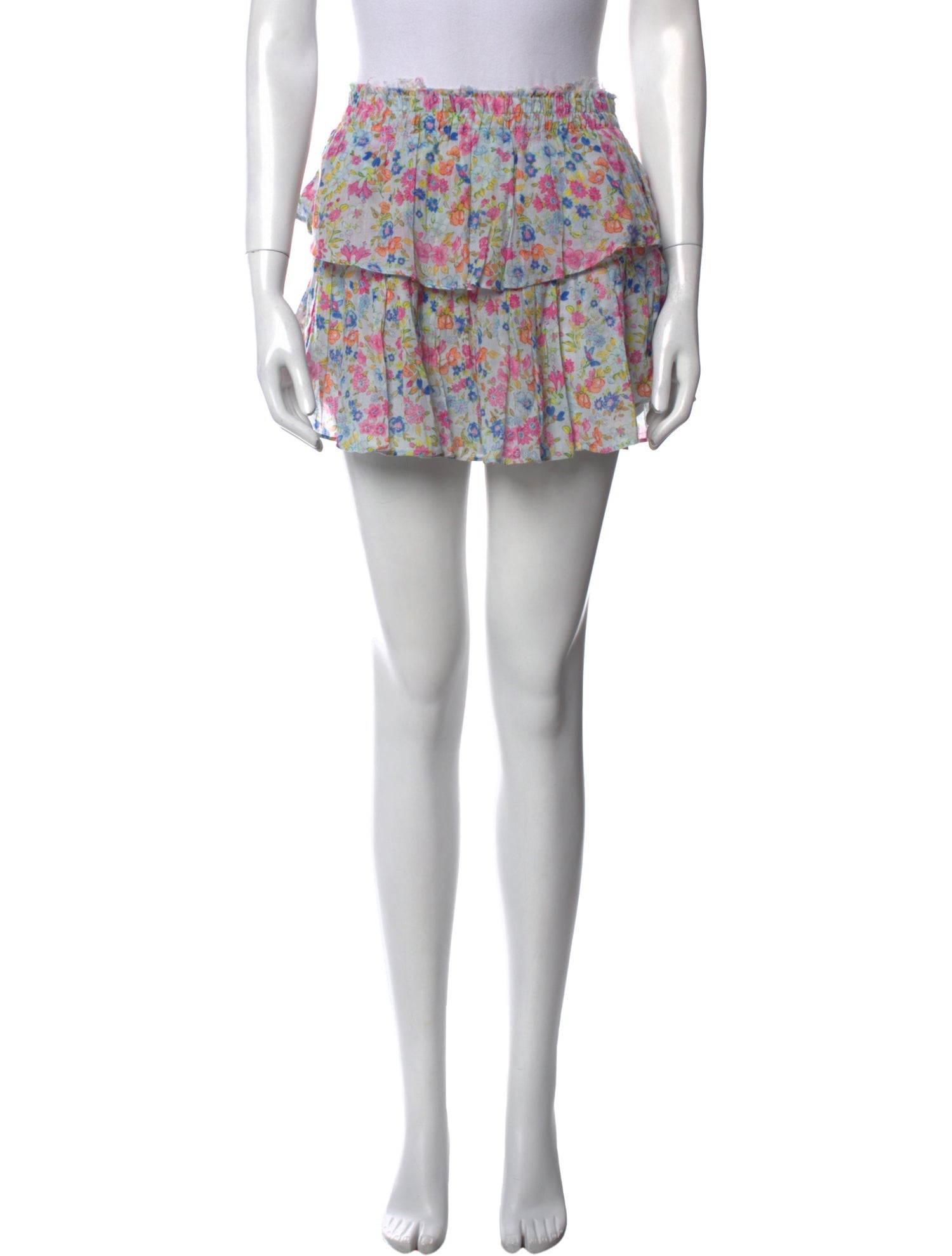 LoveShackFancy Floral Print Mini Skirt