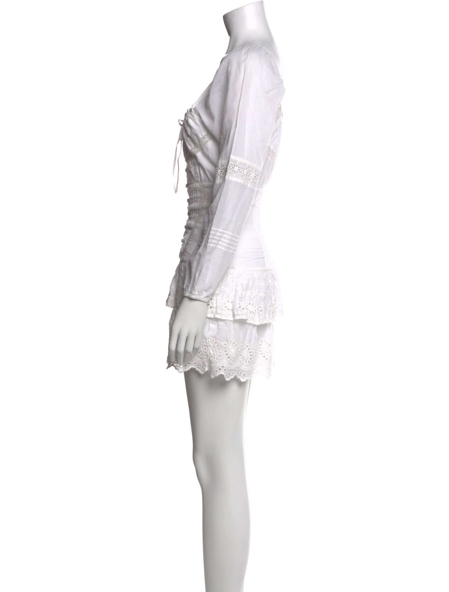 LoveShackFancy Square Neckline Mini Dress