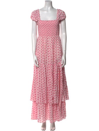 LoveShackFancy Floral Print Long Dress