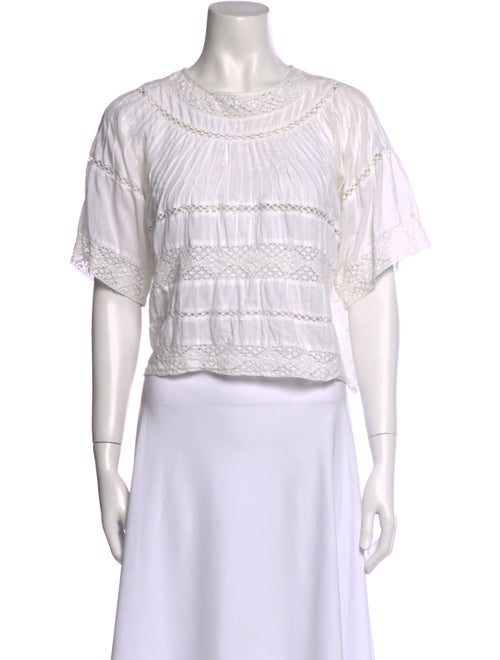 LoveShackFancy Bateau Neckline Short Sleeve Crop Top