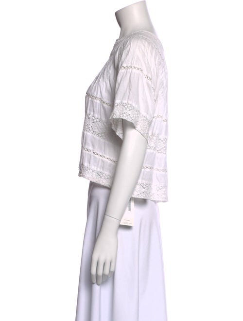 LoveShackFancy Bateau Neckline Short Sleeve Crop Top