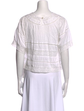 LoveShackFancy Bateau Neckline Short Sleeve Crop Top