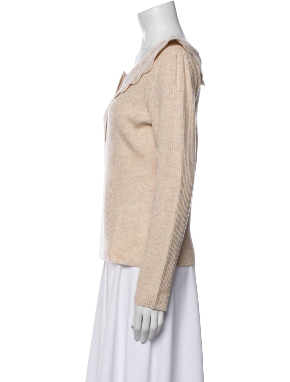 LoveShackFancy Wool Pullover Neutrals Scalloped A… - image 2