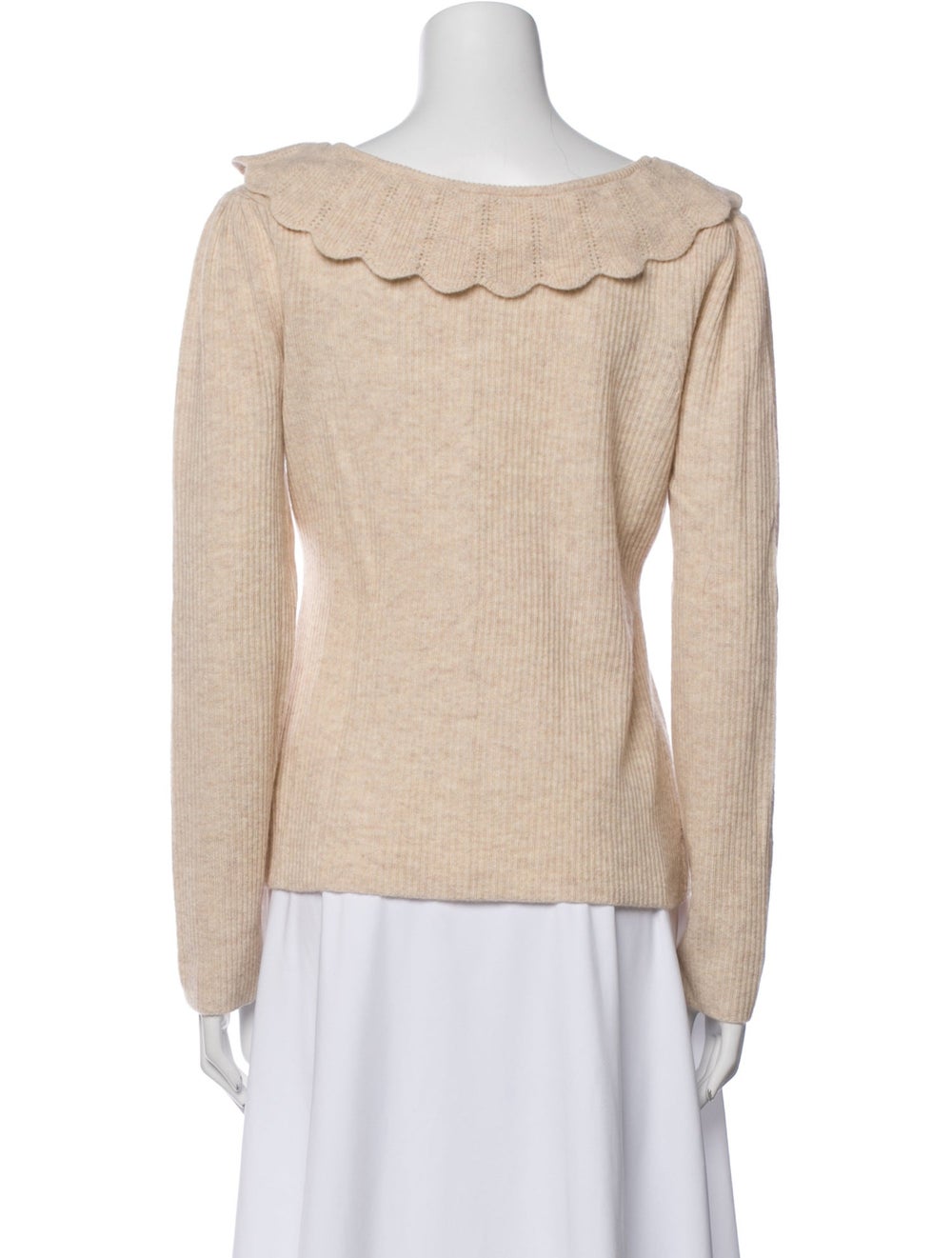 LoveShackFancy Wool Pullover Neutrals Scalloped A… - image 3