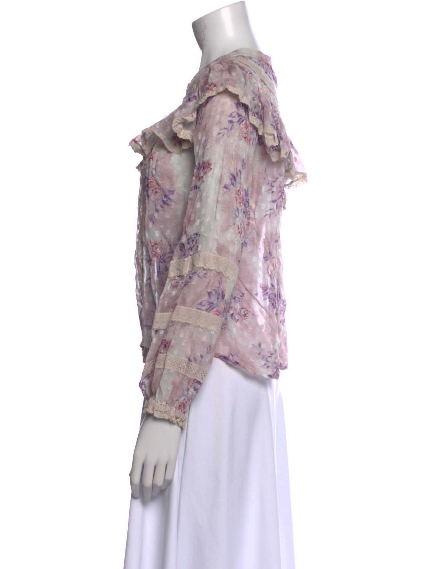 LoveShackFancy Silk Floral Print Blouse