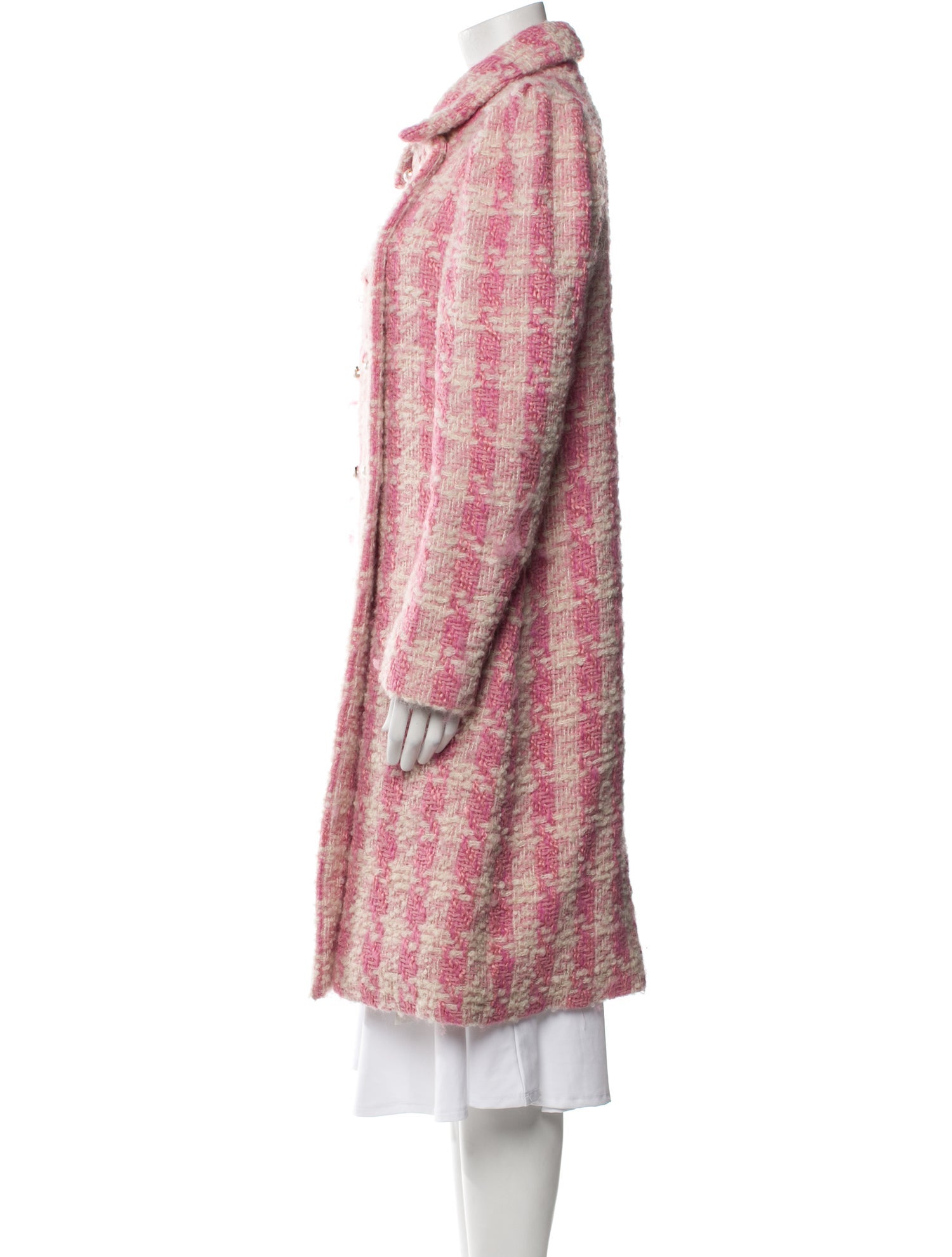 LoveShackFancy Wool Plaid Print Faux Fur Coat