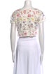 LoveShackFancy Floral Print Crew Neck Crop Top