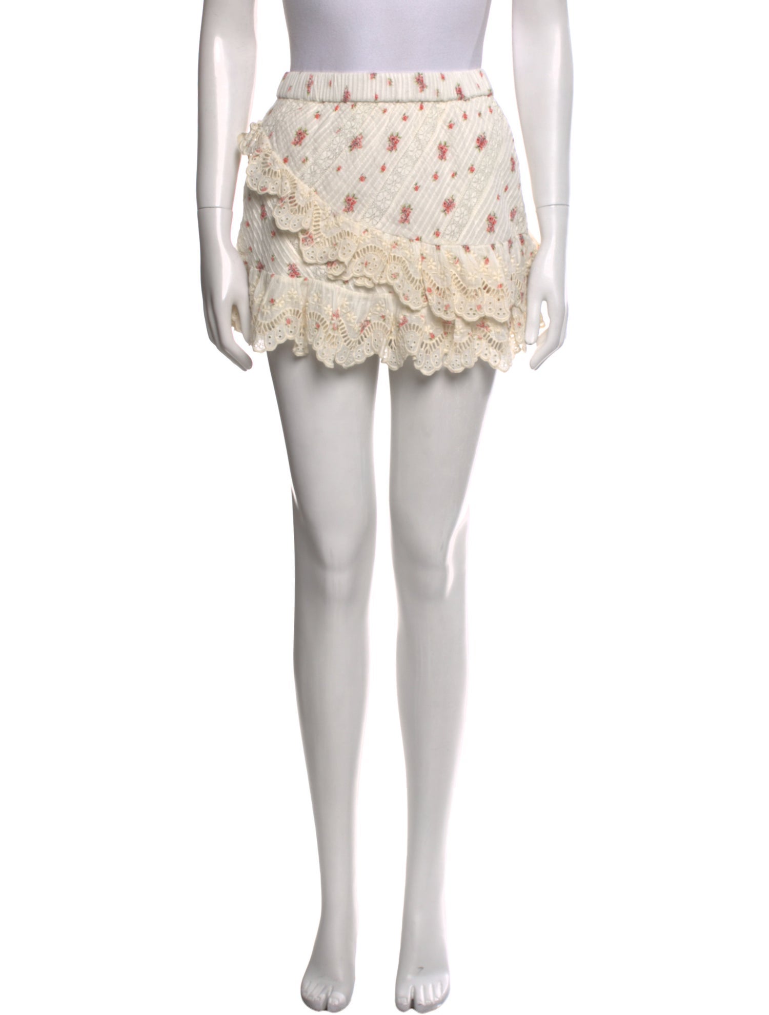 LoveShackFancy Floral Print Mini Skirt