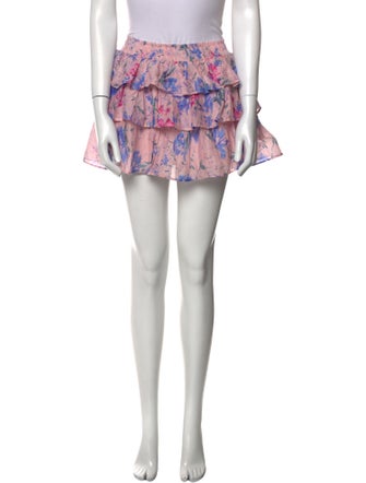 LoveShackFancy Floral Print Mini Skirt