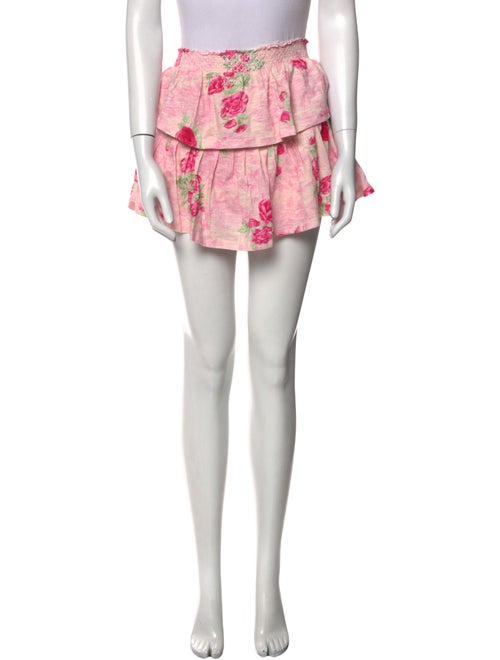 LoveShackFancy Floral Print Mini Skirt