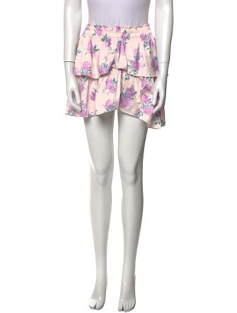 LoveShackFancy Floral Print Mini Skirt