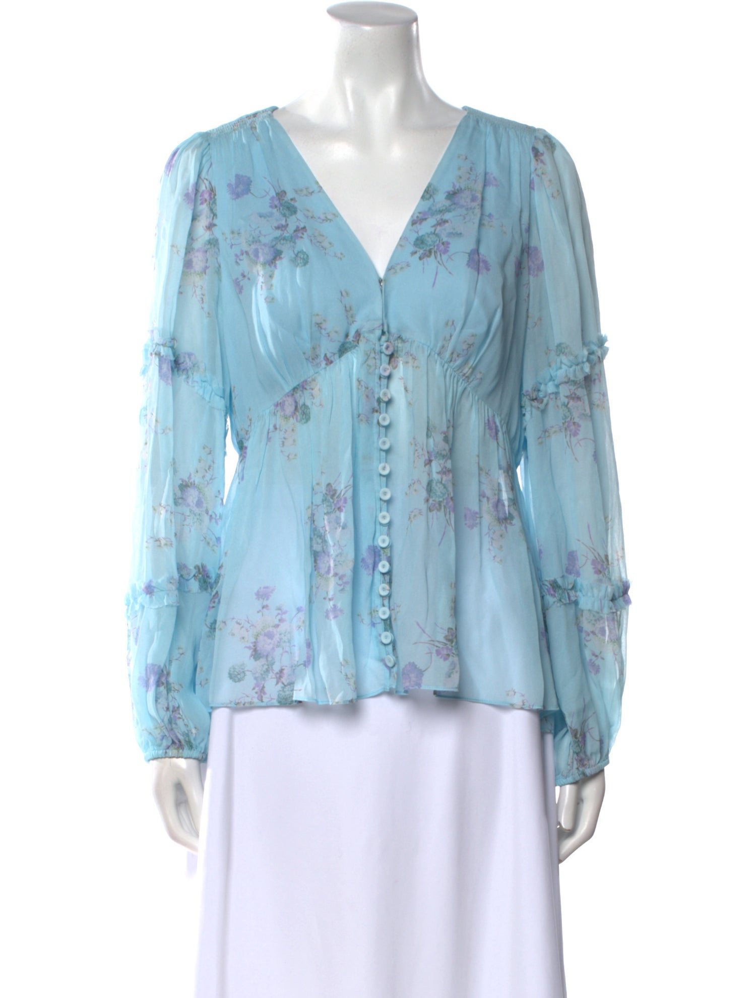 LoveShackFancy Tie-Dye Print V-Neck Blouse w/ Tags