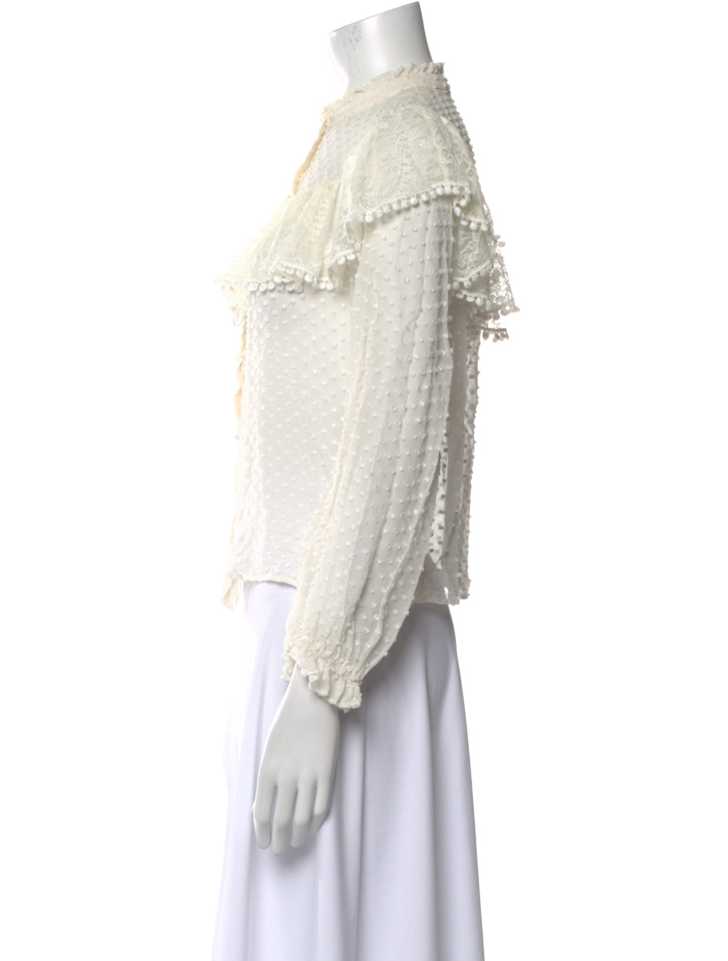 LoveShackFancy Silk Mock Neck Blouse