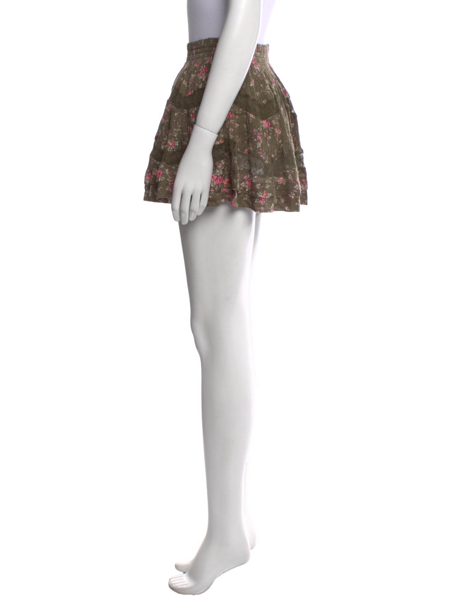 LoveShackFancy Floral Print Mini Skirt