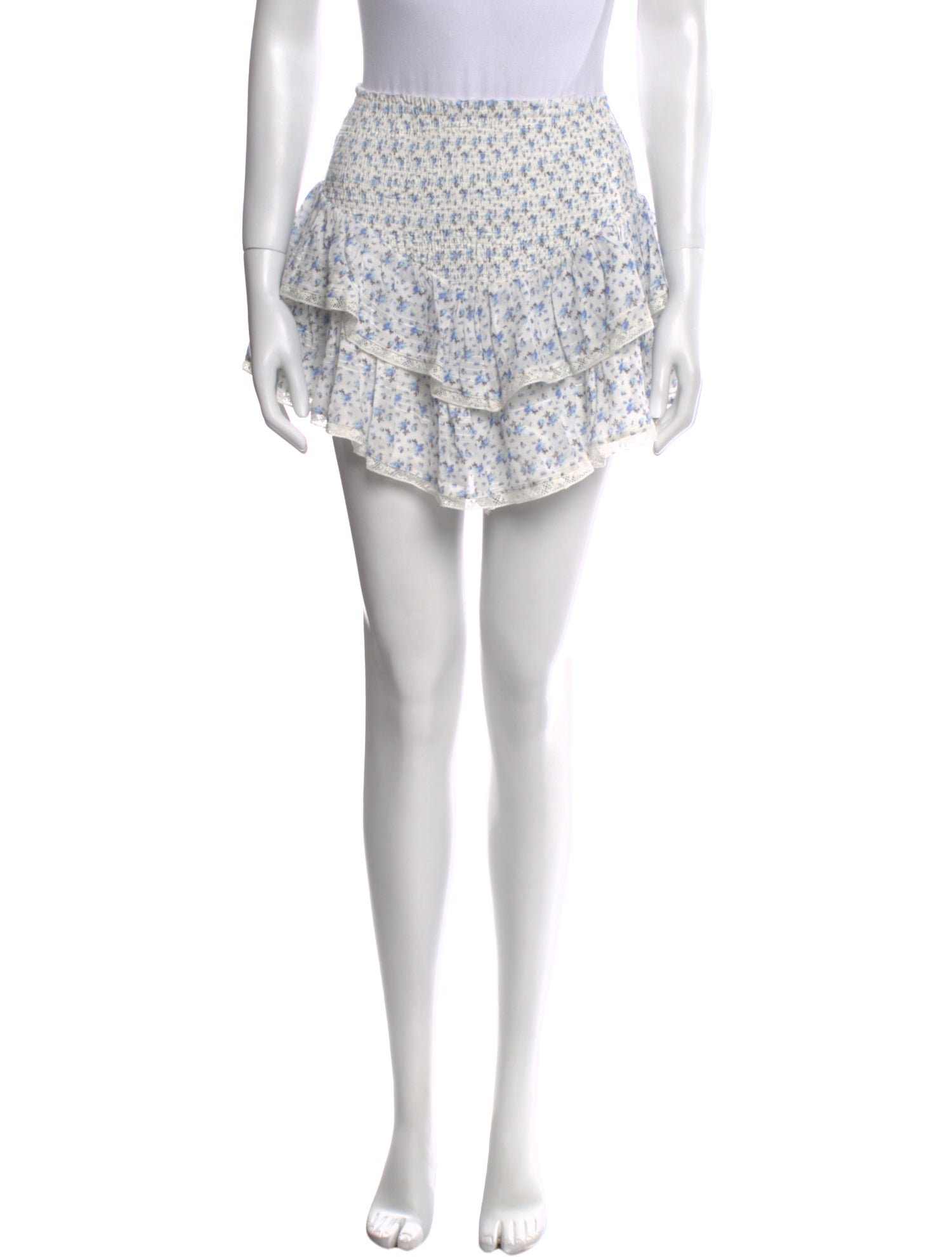 LoveShackFancy Floral Print Mini Skirt