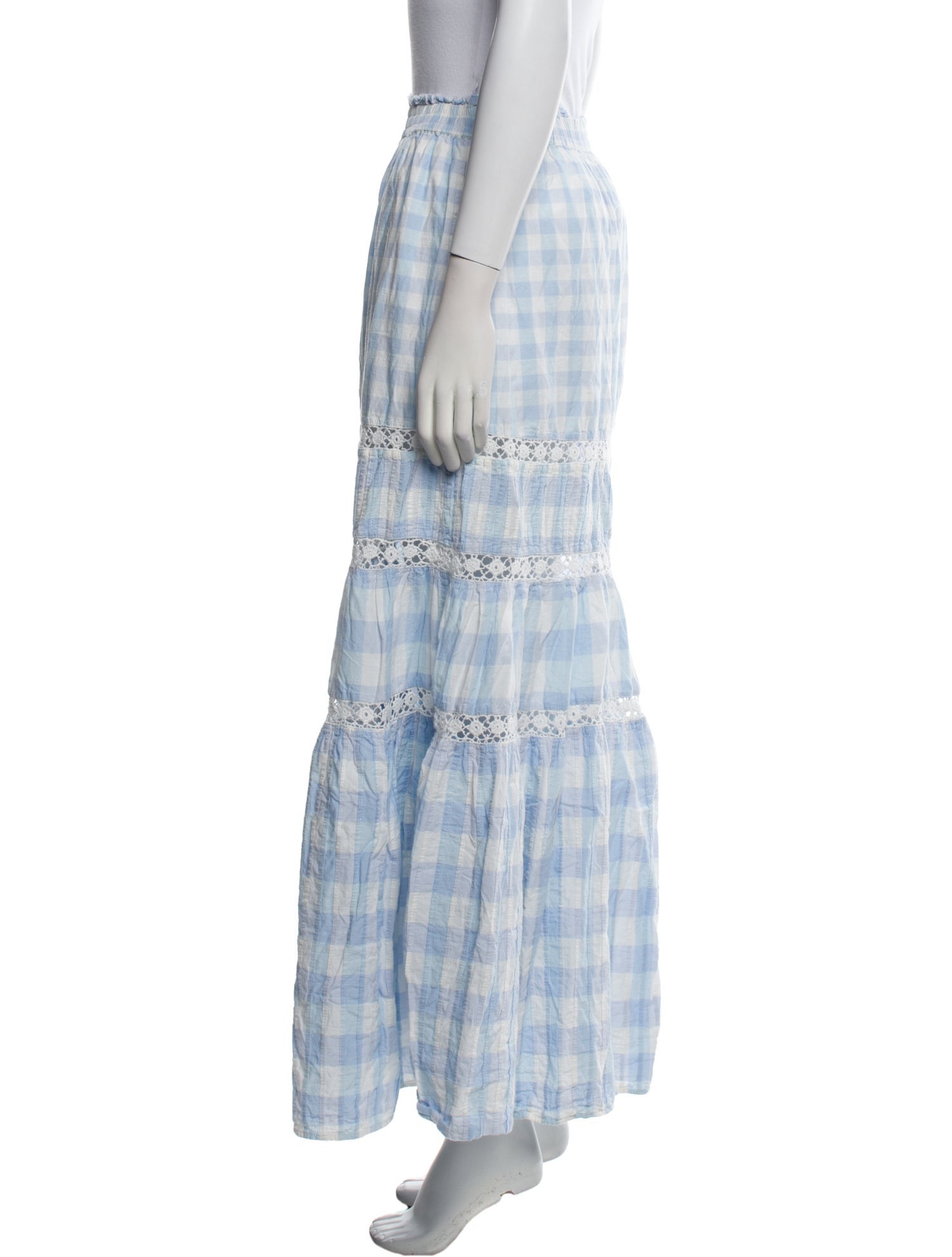 LoveShackFancy Plaid Print Midi Length Skirt