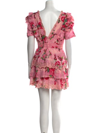 LoveShackFancy Floral Print Mini Dress