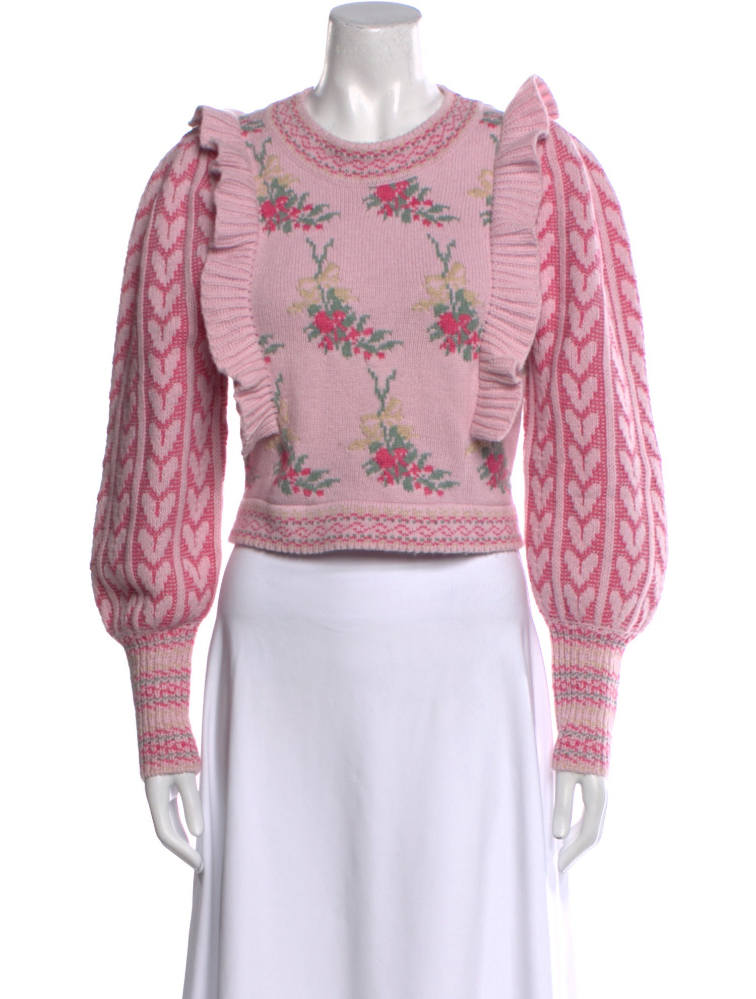 LoveShackFancy Printed Scoop Neck Sweater