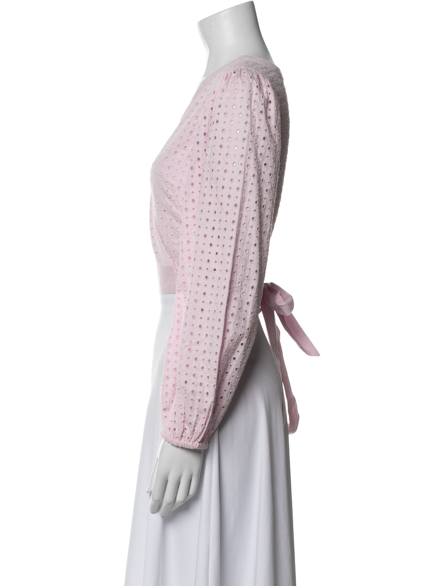 LoveShackFancy V-Neck Long Sleeve Crop Top