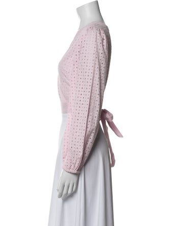 LoveShackFancy V-Neck Long Sleeve Crop Top