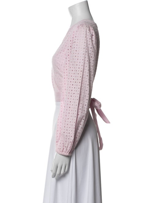 LoveShackFancy V-Neck Long Sleeve Crop Top