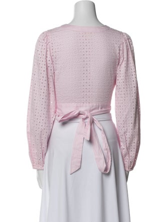 LoveShackFancy V-Neck Long Sleeve Crop Top