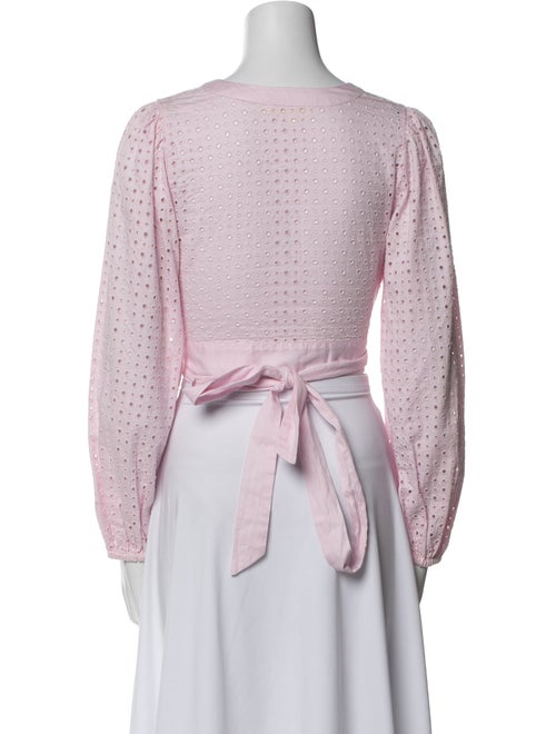 LoveShackFancy V-Neck Long Sleeve Crop Top